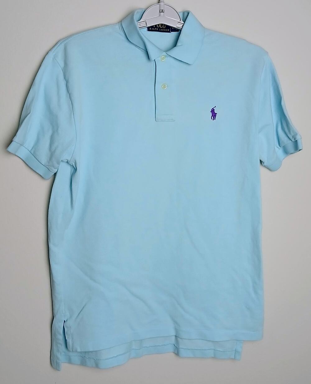 Polo Ralph Lauren Polo Shirt Mens Medium M Blue Pique Short Sleeve